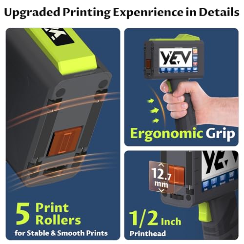 Image of YEV Handheld Inkiet Printer VP127 Upgraded Enhanced 16-Hour Continuous Printing with Photoelectric Sensor for Batch Numbers, Logos, Serial Numbers, Barcodes, and QR Codes on Various Materials (Green)