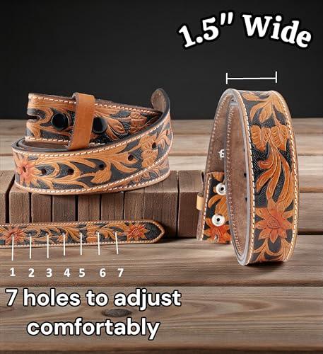 Image of F&L CLASSIC Western Belt without buckle for men - Full Grain Leather Cowboy Belts for jeans - One Piece Leather strap belt