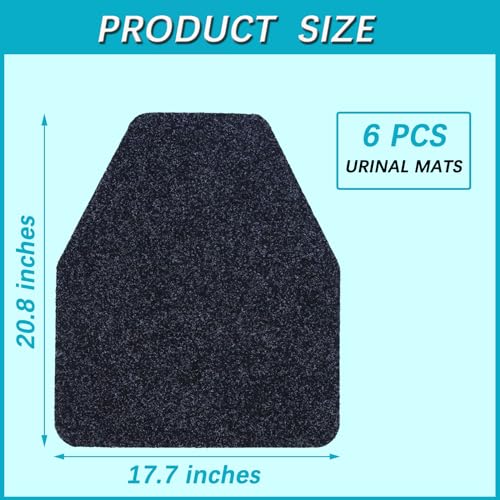 Image of Basima 6-Pack Urinal Mats, 17.5 inch x 20.5 inch Black - Absorbent, Splash Resistant, Non-Slip & Washable for Men's Bathroom, Home & Commercial Use, Restaurant, Hotel, Office, Gym, School, Airport & Mall