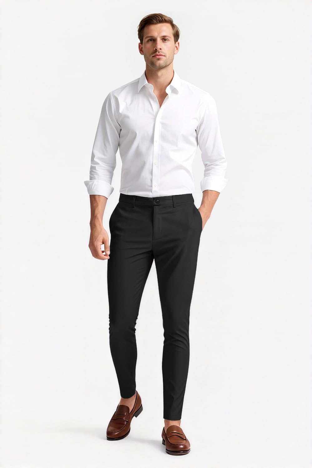 GINGTTO Pantaloni Chino Uomo Skinny Fit Elasticizzato Pantalone Slim Stretch Taper Trousers