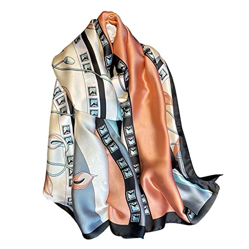 Image of Aufeel Fashion Scarves 100% Silk Felling Scarf Long Lightweight Sunscreen Shawls Wrap for Women Hair Scarves