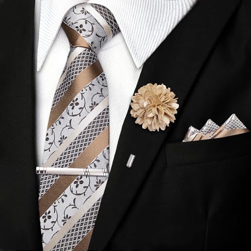 Image of DiBanGu Silk Zipper Ties for Men, Formal Pre-tied Necktie | Adjustable Tie,6PCS,Various Design Styles,Jacquard Woven,Skin-friendly,Practical Gift,Great for Wedding Party,Business Formal
