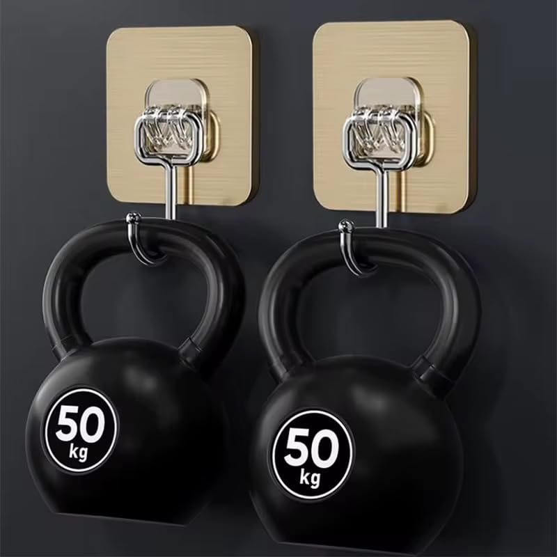 Heavy Duty Adhesive Wall Hooks, Waterproof, No Drill Required, Multi-Purpose for Kitchen, Bathroom, Living Room, 10-Pack (10, Golden)