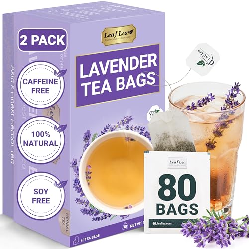 Image of LeafLea Lavender Tea Bags, Calming Lavender Herbal Tea, 80 Count Pack of 2