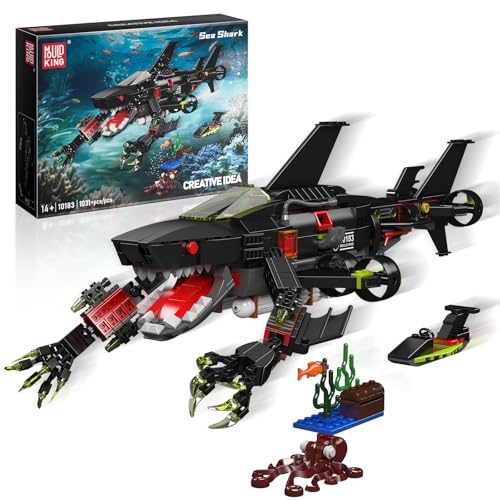 Mould King 10183 Technik Klemmbausteine Tiere Hai Klemmbausteine Set Mechanischen Shark Meerestier Bausteine U-Boot Kreatives MOC Modell Geschenke für Erwachsene (1031 Teile)