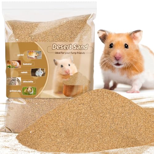 Sukh Hamster Desert Sand 15OZ - Fine Sand Bath for Reptile Hermit Crab Dwarf Hamster Chinchilla Gerbil Turtle as Zoo Med Repti Sand Substrate Hamster Bedding Cleaning Supplies Odor Control Hides Dig
