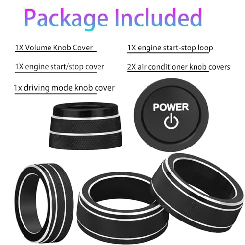 Image of for Toyota RAV4 /RAV4 Hybrid 2023 2024 2025 air Conditioning knob Cover, Start Button Cover Decorative Ring, Volume, Aluminum Alloy Decoration (RAV4 Hybrid, Black)