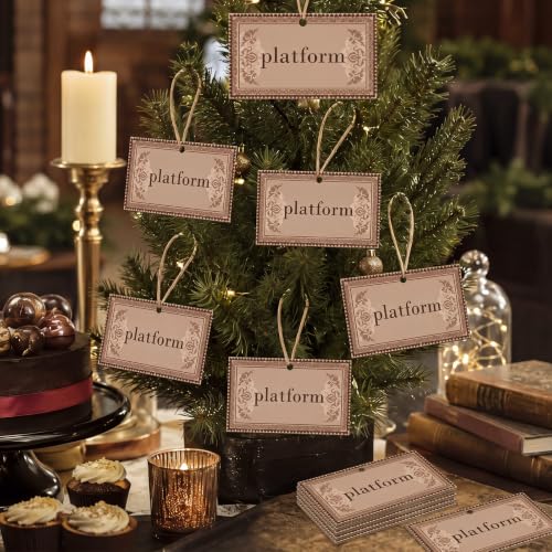Image of Soulchen 12 Pcs Magical Wizard Party Decor Platform Hanging Christmas Ornament Gifts Vintage Platform Wood Hanging Sign for Xams Tree Room Office Home Birthday Party Supplies