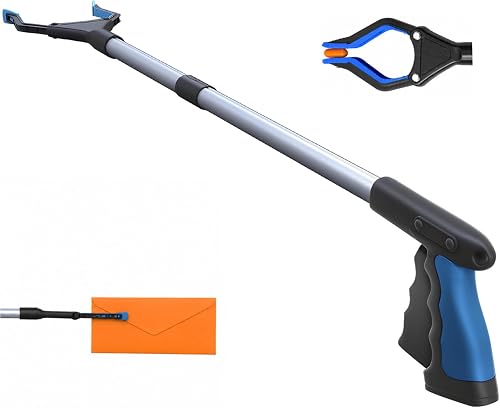 FitPlus PowerGrip T9 32-Inch Foldable Reacher Grabber with Wide Jaw, Steel Cable and Magnetic Tip