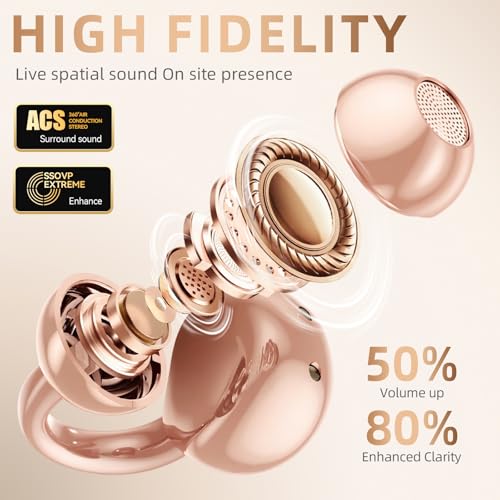 Image of Jewelry-Inspired Clip On Earbuds,Comfortable Fit Open Ear Clip-On Headphones,Wireless Bluetooth Ear Cuff Headphones for Women,Removable Clip Earbuds Accessories