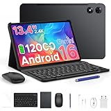 P13 Pro 13.4 Inch Large Tablet, Android 16 Tablets, Gemini AI, 120Hz, 48GB+256GB/TF 2TB, 12000mAh/18W, T7280 Octa-Core, 4G Dual SIM, OTG, 16MP+8MP, Face ID, 5G WiFi, Tablet with Keyboard Stylus, Black