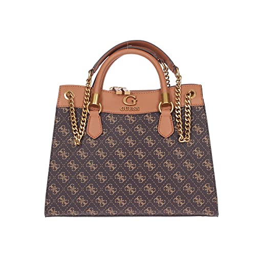 Borsa Guess mano/ tracolla Nell logo girlfriend satchel brown logo/ cognac BS23GU02 QB873507 Media