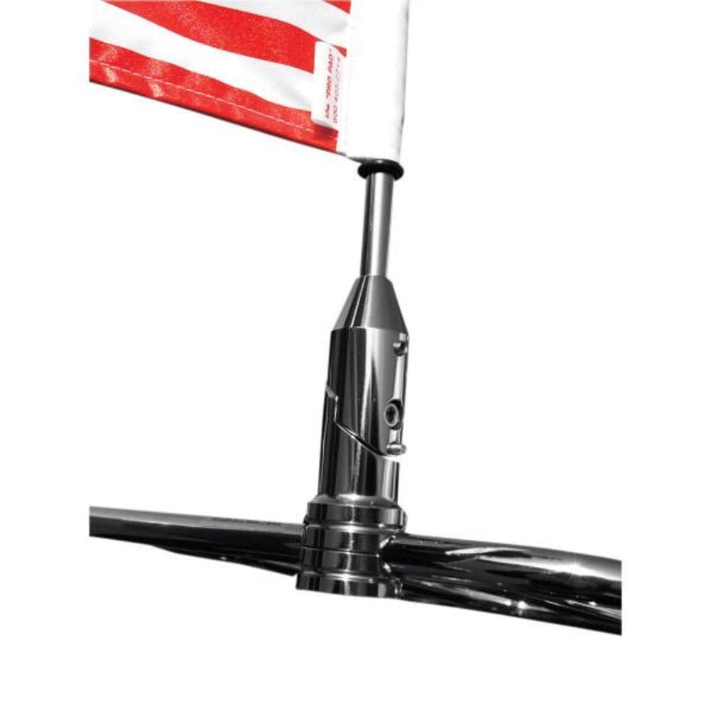 Pro Pad RFM-FLD Rear Fold Motorcycle Flag Mount Kit with 6" x 9" USA Flag, Fits 1/2" Round Luggage Rack, Stainless Steel, Made in the USA