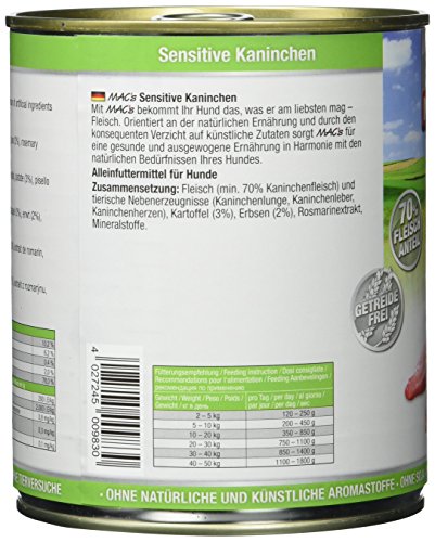 Mac's Mono Sensitive Kaninchen, 6er Pack (6 x 800 g)