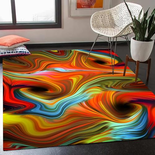 Tapete de área colorido 6x8ft antideslizante y lavable miniatura 3