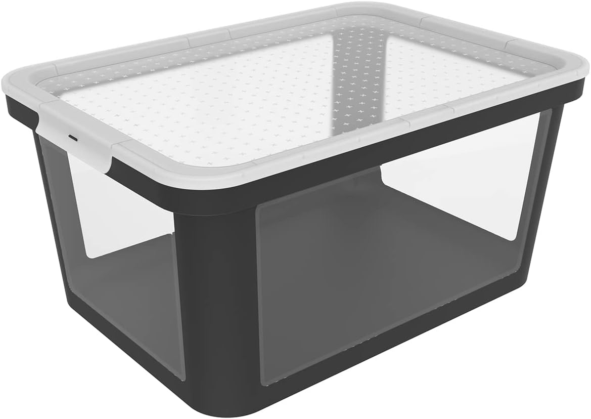 Albris Storage Box Lid, Plastic (PP Recycled), Black/Transparent, 45 L, (57 x 39.2 x 27 cm)