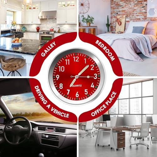 Mini Uhr, Selbstklebende Mini Auto Uhr, Uhr Klein, Kleine für Auto mit Clip und Klebepad, Kompakte Au to Uhren mit Leuchtzeigern, Dekorative U hr Auto Armaturenbrett, Stoßfest und Langlebig