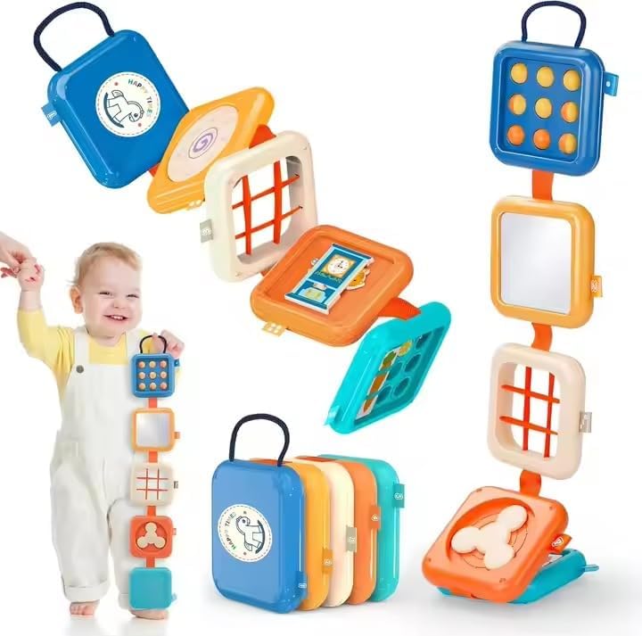 Image of Bliss HUES6-in-1 Foldable Baby Sensory Busy Cube - Detachable Montessori Activity Block- Fine Motor Skills Travel Learning Toy for Toddlers Infants (Foldable)