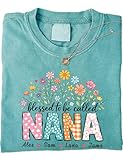 Personalized Grandma Shirt Floral Blessed to Be Called Grandma T-Shirt Custom Kids Names Shirts Gigi Mama Gifts Mother's Day