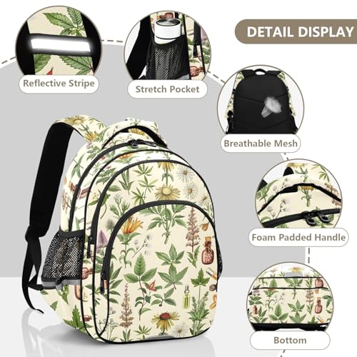 School Backpack for Boys Teen Bookbag Book Bags Herbal Floristic Casual Daypack Travel High Middle School Student4