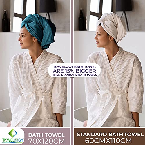 Towelogy® Premium Bath Towels 100% Egyptian Cotton Zero Twist Super Soft & Highly Absorbent Bathroom Towel Tear Resistant Strength 70 x 120cm - Image 3