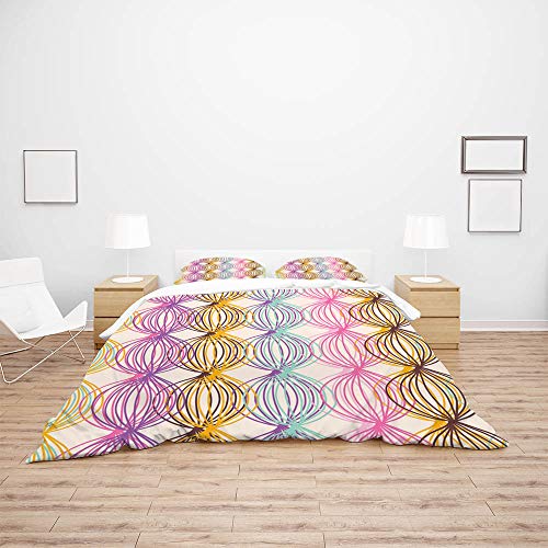 Parure de lit King Size 3 pièces en polyester imprimé multicolore toutes saisons - 4