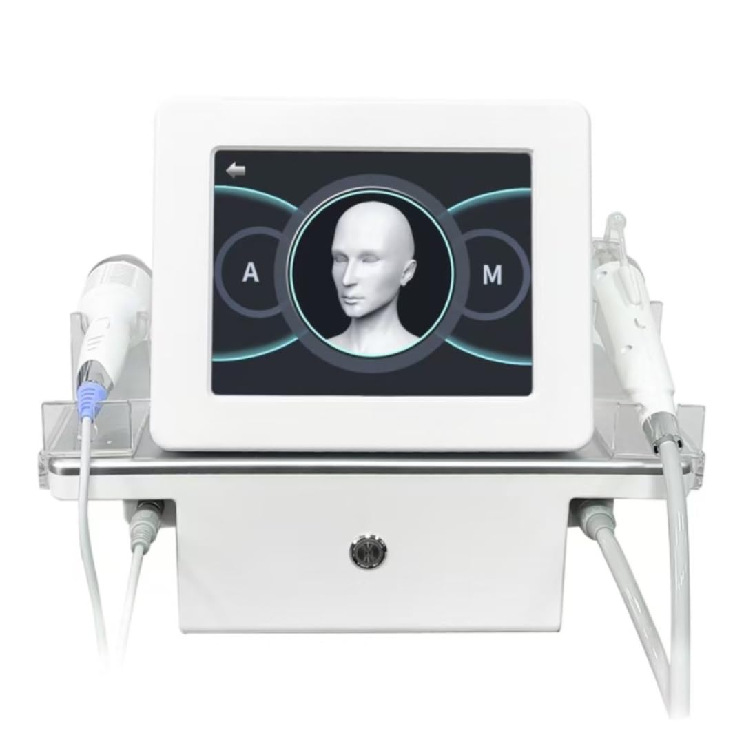 RadiofréQuence Faciale Corporelle Appareil de microneedling pour le visage et le corps, dispositif de raffermissement cutané avec 2 poignées pour la réduction des rides et l'atténuation des