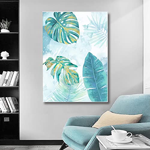 Toile monstera vert abstrait décoration maison affiche murale 60x80 - 3
