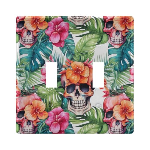 UMIRIKO Tropical Flower Skull Light Switch Cover Plate Covers Decorative Double Toggle Home Decor 202b3365