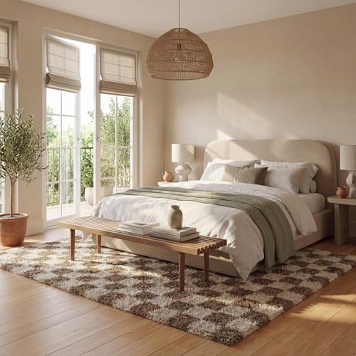 Tapete decorativo Shag beige 5'3 x 7'6 rectangular miniatura 4