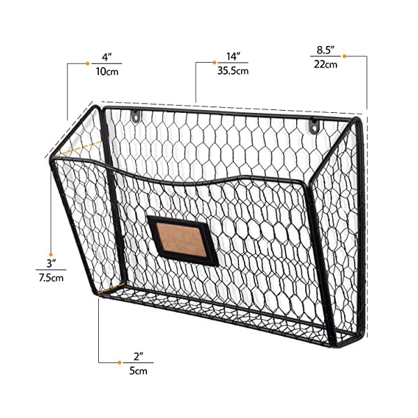 Wall35 Felic Hängeregistratur-Organizer, Ordner und Briefhalter für Wand, Metall Hühnerdraht Körbe mit Etikettenschlitz – Bild 6