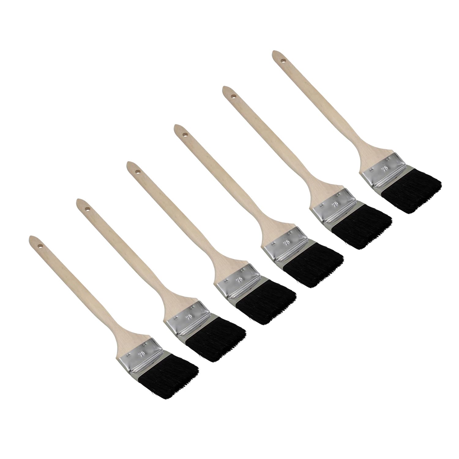 6 x Handelskönig Profi-Heizkörperpinsel 75 mm Eckpinsel Fassadenpinsel Pinsel langer Stiel (35 cm)