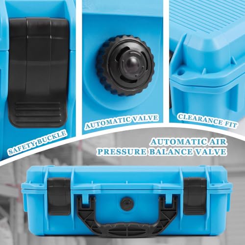 Image of Relaxweex 13 x 9.5 x 4.1 Inch Hard Case, Stripe Shell, Sky Blue