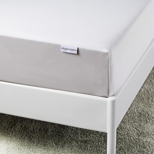 Image of Amazon Basics Memory Foam Mattress, Soft Plush Feel, Breathable, Contours to Body, 8 Inch, Twin, White /Grey