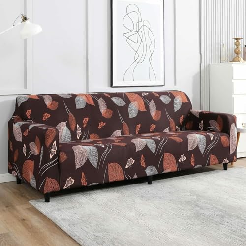 Image of Universal 3 Seater Sofa Cover with Elasticity, Protective, Stretchable, Spandex & Polyester Sofa Slipcover (3 Seater, 185cm * 230cm) (Wine Leaf)