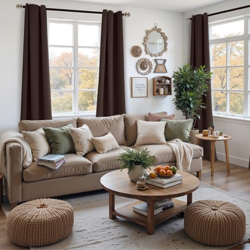 Image of YoungsTex Brown Blackout Curtains for Bedroom 84 Inches Length - Thermal Insulated with Grommet Room Darkening Curtains for Living Room, 2 Panels, 42 x 84 Inch