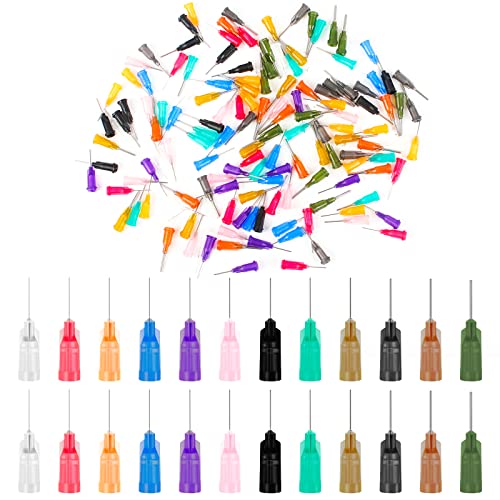 Fumanduo 156Pcs Agujas Dispensadoras Punta de Acero Inoxidable de 12 Diferentes Tamaños para Jeringa y Botella de Pegamento Líquido Industriales (3cm,14/15/16/17/18/19/20/21/22/23/25/27G) Cover