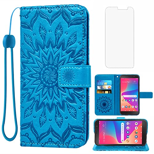 Étui portefeuille pour BLU View 2 avec protège-écran verre trempé