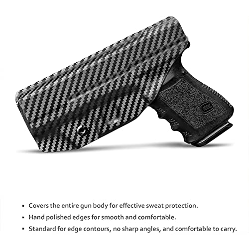 Glock 19 Holster, Carbon Fiber Iwb Kydex Holster For Glock 19 / Glock 19X / Glock 25 / Glock 44 45 (Gen 1-5) & Glock 23 32 (Gen 3-4) Pistol - Inside Waistband Carry Concealed Holster (Black, Right) #TOP2