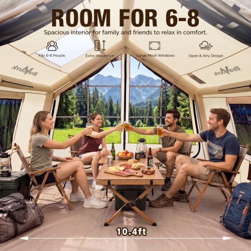 Carpa inflable para camping para 6-8 personas con claraboya y salida para estufa - 125×96.5 miniatura 3