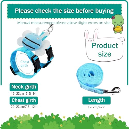Image of 4 Sets Leash Set Small Pet Cute Vest Harness Leash and Adjustable Bunny Rabbit Harness with Decoration for Bunny Ferret Small Pets(Bees)