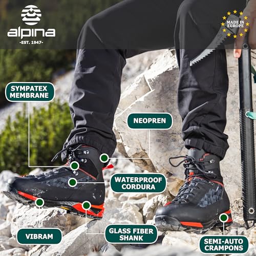Alpina CARABINER Mountaineering Boots for Men & Women – Made in Europe – Waterproof Trekking Climbing Boots – Sympatex Breathable Membrane – All Weather Grip | Slip Resistant Sole4