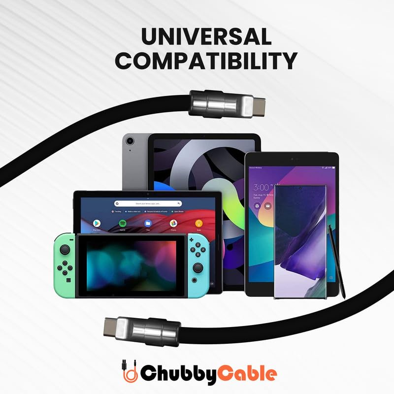 Image of chubbycable Black Chubby - Special Black Samurai Edition Silicone USB C Cable Durable 240W Fast Charging Cable Phones Tablets Power Bank Charger Cord, Type C to Type C, 3.3FT