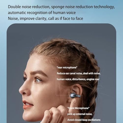 Tedatata Bone Conduction Headphones Mini Open Earbuds Dual Noise Cancellation Smart Touch Suitable For Sports Cycling And Driving (White) #TOP7