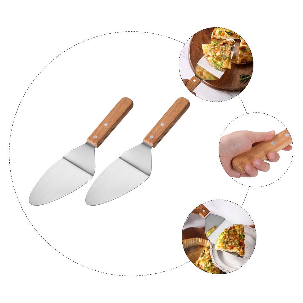 2 unids Pizza Servidor Pala Mango Antideslizante Plancha Espátula para Pastel de Queso Herramienta Portátil para Hornear Para Uso en el Hogar Restaurante 9