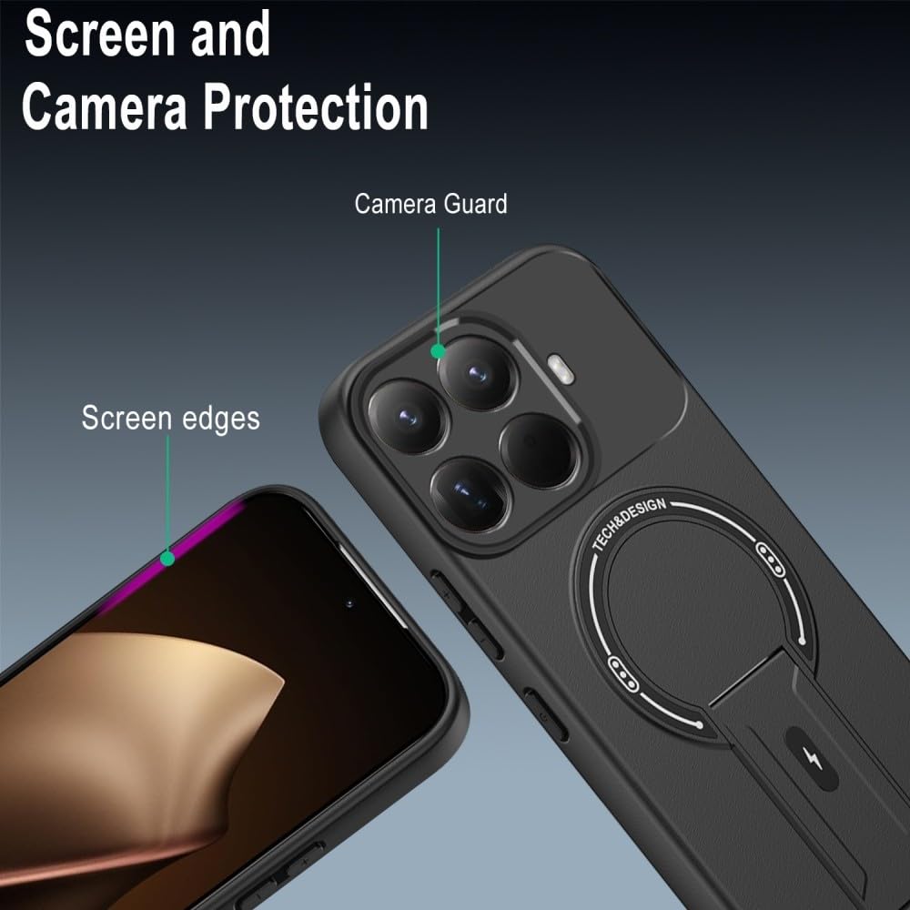 Generic Cover Compatibile con iPhone 13 Pro (Arancione) Cover posteriore rigida con supporto laterale in silicone rigido