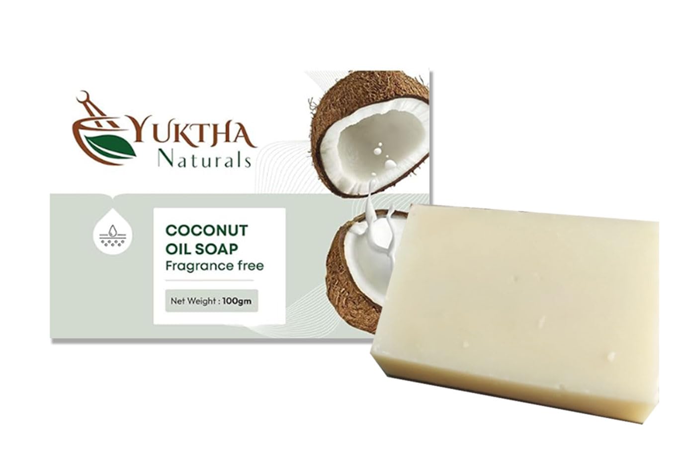 Yuktha Naturals Coconut Oil Soap - Fragrance Free 100g - For all skin types - Image 2