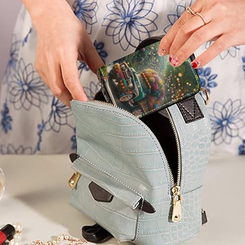 Print Wallet for Women Zip Around RFID Blocking Credit Card Wallets Cute Fantasy Truck Garden Floral Zipper Wallet with Coin Pocket 5