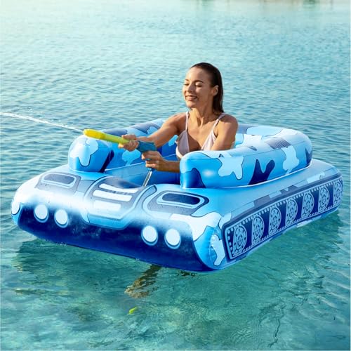 Tank Pool Floats Kids Adults - Jasonwell Inflatable Pool Floaties Swimming Pool Tank with Water Cannon Gun Swim Floaty Rafts Lake Beach Party Pool Toys for Boys Girls Toddlers Kids Adults (B