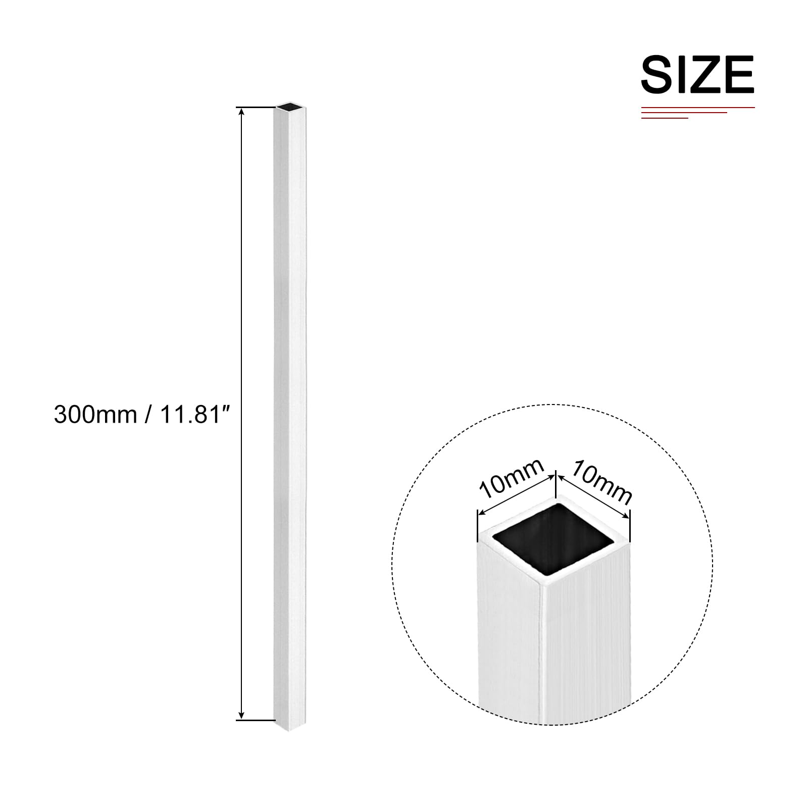DTGN 10mmx10mmx1mmx300mm (Width x Wall Thickness x Length) Square Tube, 2Pack, Good for Industrial Housing Construction - Image 2